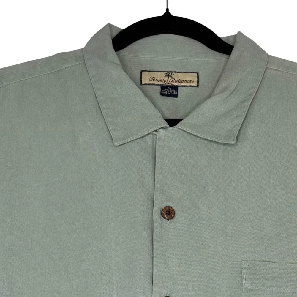 Tommy Bahama Men's Silk Blend Shirt XL Sage Green Relaxed Fit